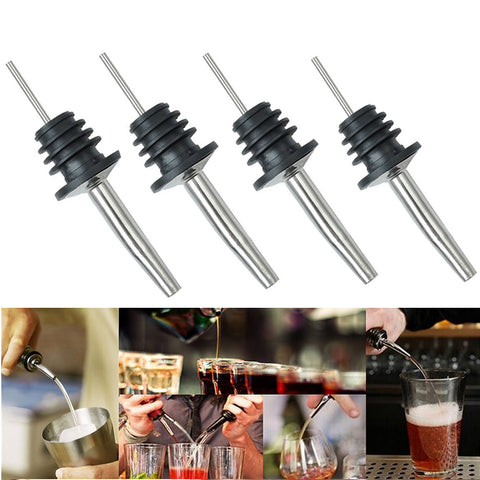 4Pcs Stainless Steel Liquor Pourer Cap Spout Stopper